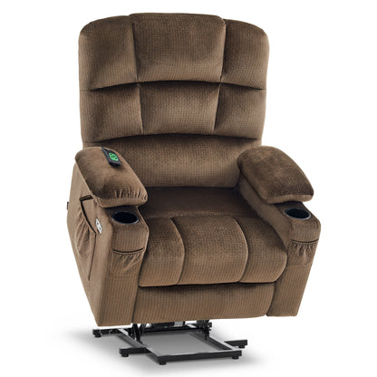 MCombo Dual Motor Power Lift Recliner Chair with Massage and Heat for Elderly People, Infinite Position, Home Button, Fabric 7680/7679