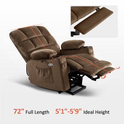 MCombo Dual Motor Power Lift Recliner Chair with Massage and Heat for Elderly People, Infinite Position, Home Button, Fabric 7680/7679