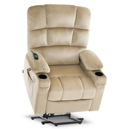 MCombo Dual Motor Power Lift Recliner Chair with Massage and Heat for Elderly People, Infinite Position, Home Button, Fabric 7680/7679