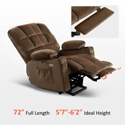 MCombo Dual Motor Power Lift Recliner Chair with Massage and Heat for Elderly People, Infinite Position, Home Button, Fabric 7680/7679