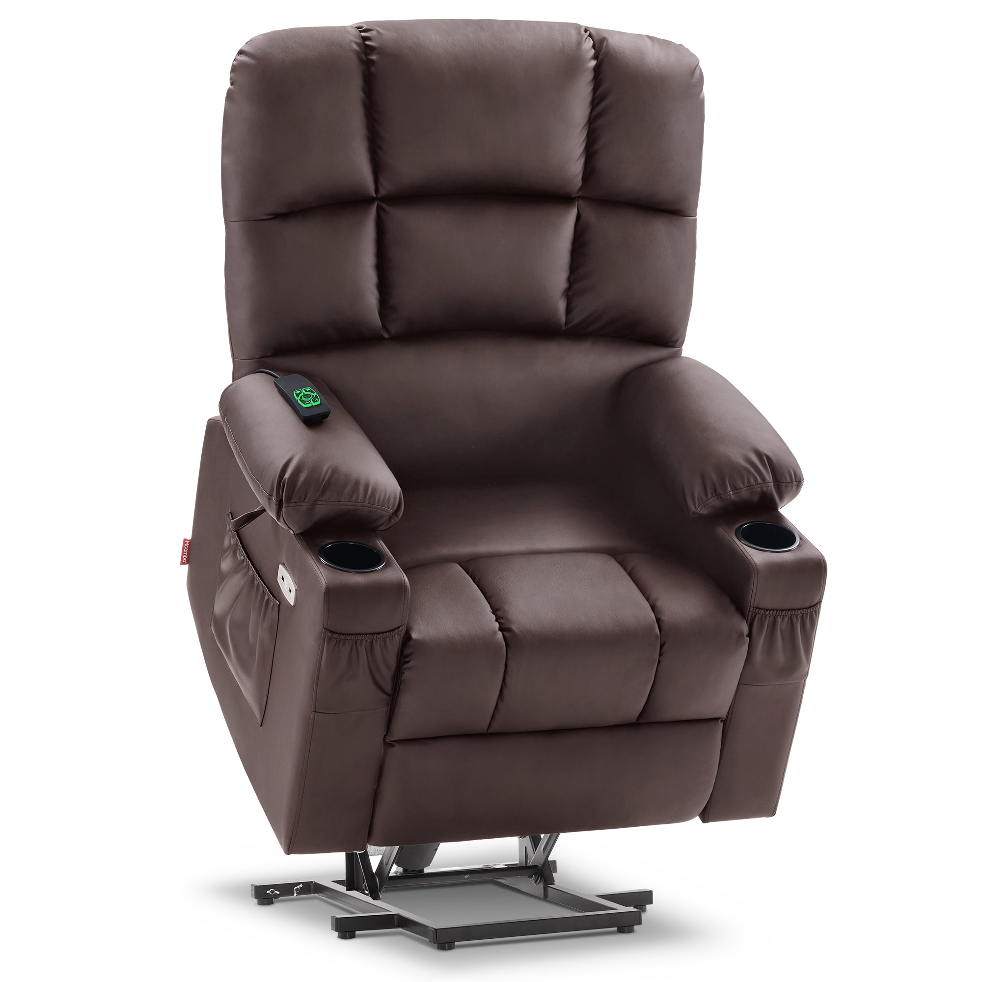 MCombo Dual Motor Large Power Lift Recliner Chair with Massage and Heat for Elderly Big and Tall People, Infinite Position, Extended Footrest, Faux Leather 7680 Series