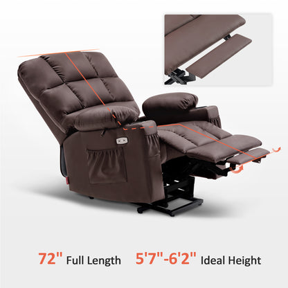 MCombo Dual Motor Large Power Lift Recliner Chair with Massage and Heat for Elderly Big and Tall People, Infinite Position, Extended Footrest, Faux Leather 7680 Series