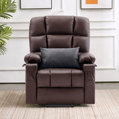 MCombo Dual Motor Large Power Lift Recliner Chair with Massage and Heat for Elderly Big and Tall People, Infinite Position, Extended Footrest, Faux Leather 7680 Series