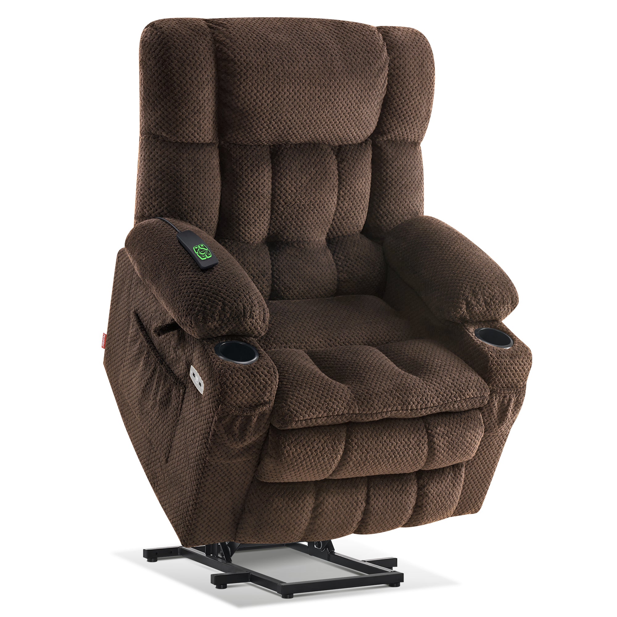 MCombo Dual Motor Power Lift Recliner Chair with Massage and Heat for Elderly People, Infinite Position, USB Ports, Cup Holders, Extended Footrest, Fabric, 7890 Series