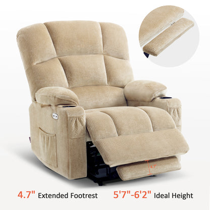 MCombo Dual Motor Power Lift Recliner Chair with Massage and Heat for Elderly People, Infinite Position, Home Button, Fabric 7680/7679