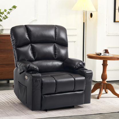 MCombo Dual Motor Large Power Lift Recliner Chair with Massage and Heat for Elderly Big and Tall People, Infinite Position, Extended Footrest, Faux Leather 7680 Series