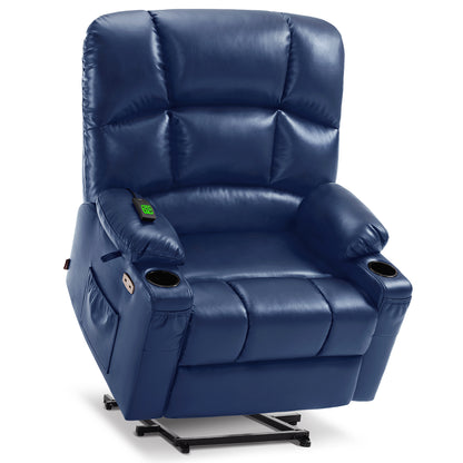 MCombo Dual Motor Large Power Lift Recliner Chair with Massage and Heat for Elderly Big and Tall People, Infinite Position, Extended Footrest, Faux Leather 7680 Series