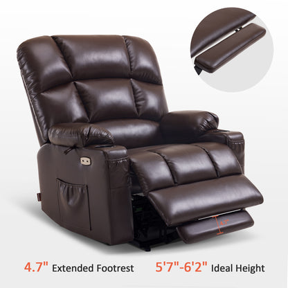 MCombo Dual Motor Large Power Lift Recliner Chair with Massage and Heat for Elderly Big and Tall People, Infinite Position, Extended Footrest, Faux Leather 7680 Series