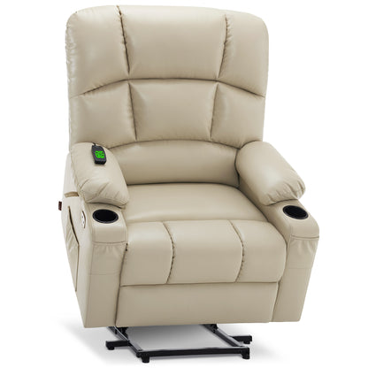 MCombo Dual Motor Large Power Lift Recliner Chair with Massage and Heat for Elderly Big and Tall People, Infinite Position, Extended Footrest, Faux Leather 7680 Series