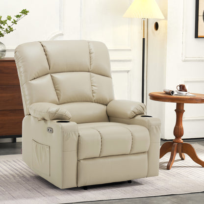 MCombo Dual Motor Large Power Lift Recliner Chair with Massage and Heat for Elderly Big and Tall People, Infinite Position, Extended Footrest, Faux Leather 7680 Series