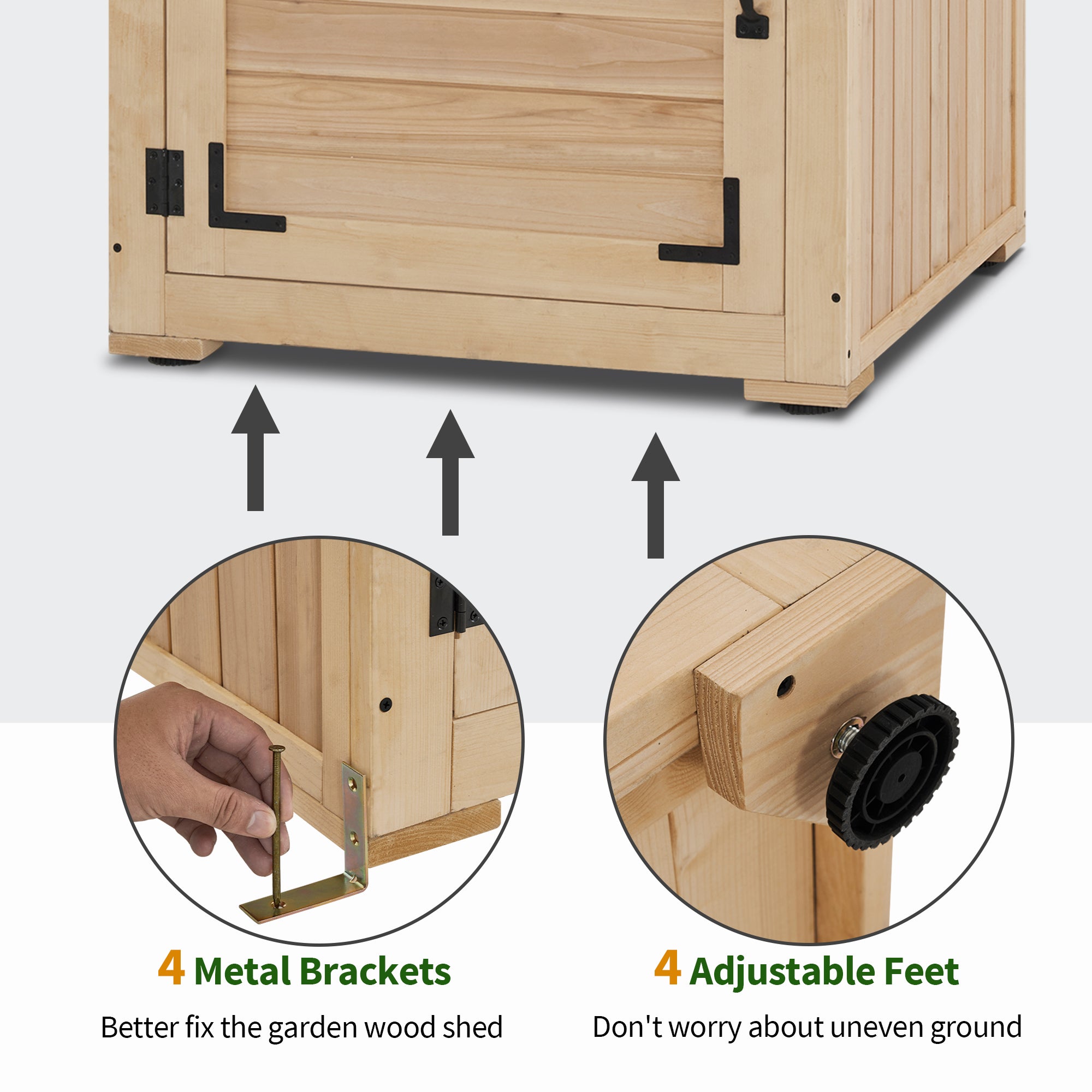 MCombo Deep Wood Sheds & Outdoor Storage, Outside Garden Tool Cabinet Shed with Removable Shelf, Outdoor Storage Cabinet Shed Waterproof for Patio 0786