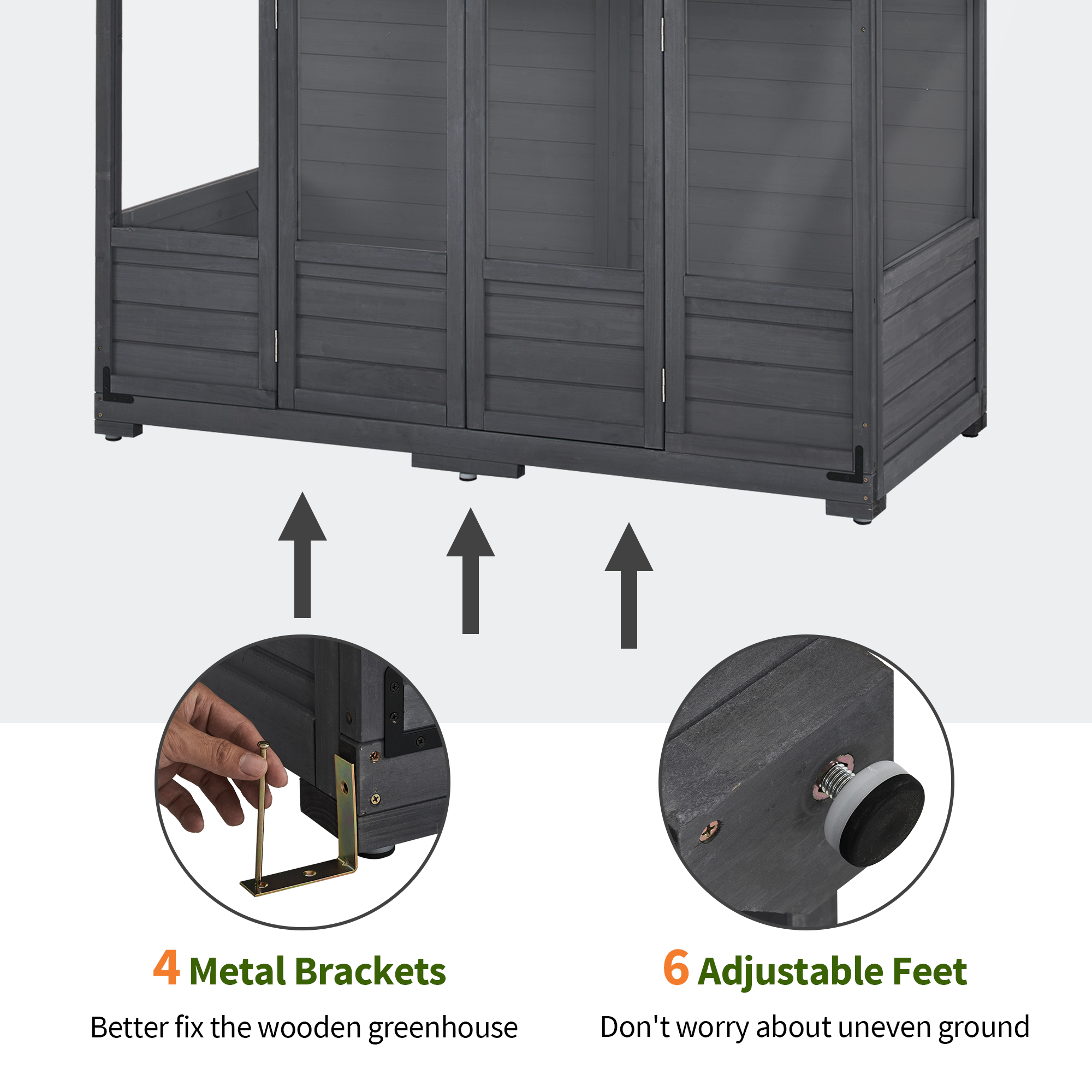 Mcombo Wooden Greenhouse, Walk-in Outdoor Greenhouse with Openable Roof and Lockable Door, 0899