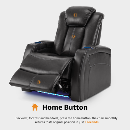 MCombo Home Theater Seating with Adjustable Headrest, Dual Motor Power Recliner Chair with Tray Table, Movie Reclining Sofa with USB, Ambient Lighting & Hidden Arm Storage HTS422