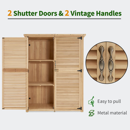 Mcombo Outdoor Wooden Storage Cabinet, Garden Tool Shed with Latch, Outside Tools Wood Cabinet with Double Doors for Patio 0709 & 0808 & 1900