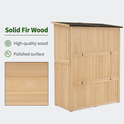 Mcombo Outdoor Wooden Storage Cabinet, Garden Tool Shed with Latch, Outside Tools Wood Cabinet with Double Doors for Patio 0709 & 0808 & 1900