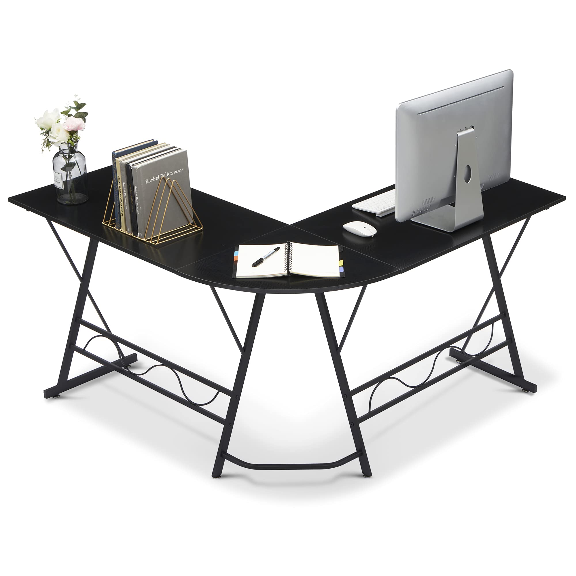 L-Shaped Computer Corner Desk, 49.6inch Home Office Desk, Modern Writing Table Gaming Desk 7449