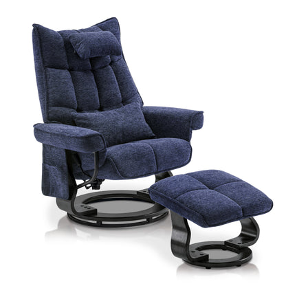 MCombo Swivel Recliner with Ottoman, Chenille Upholstered Massage TV Chair, Ergonomic Lounge Chairs for Living Room Bedroom 4605