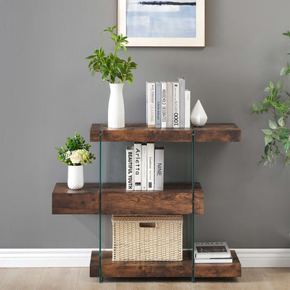 Glass Console Table with Storage Shelves, 5104