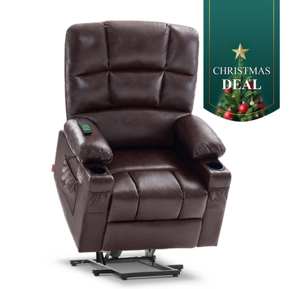 Power Lift Recliner Chair for Elderly, Dual Motor, Massage and Heat, Faux Leather 7680|7679|R7688|R7677