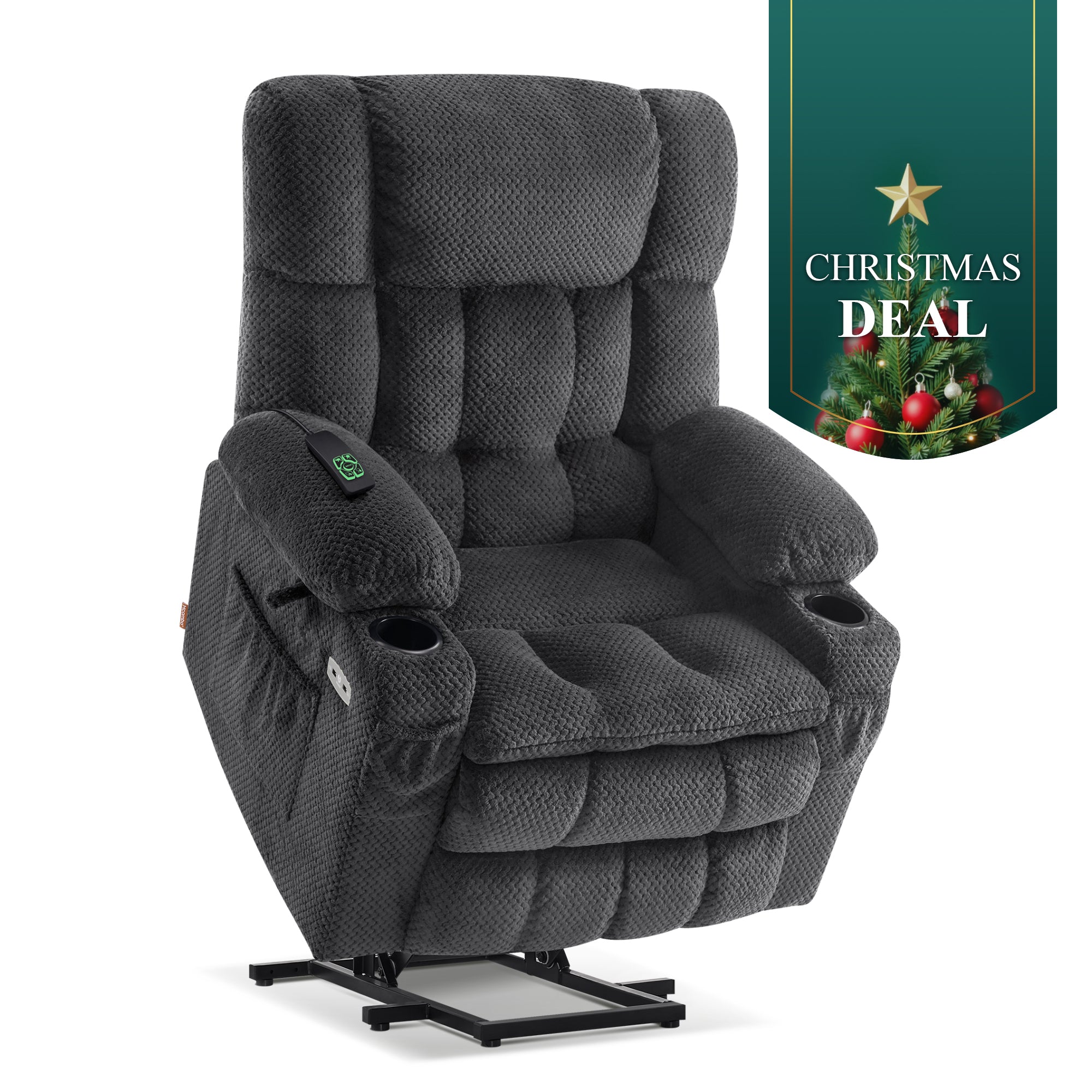 Power Lift Recliner Chair for Elderly, Dual Motor, Massage and Heat, Fabric 7890|7893|R7897|R7891|R7894