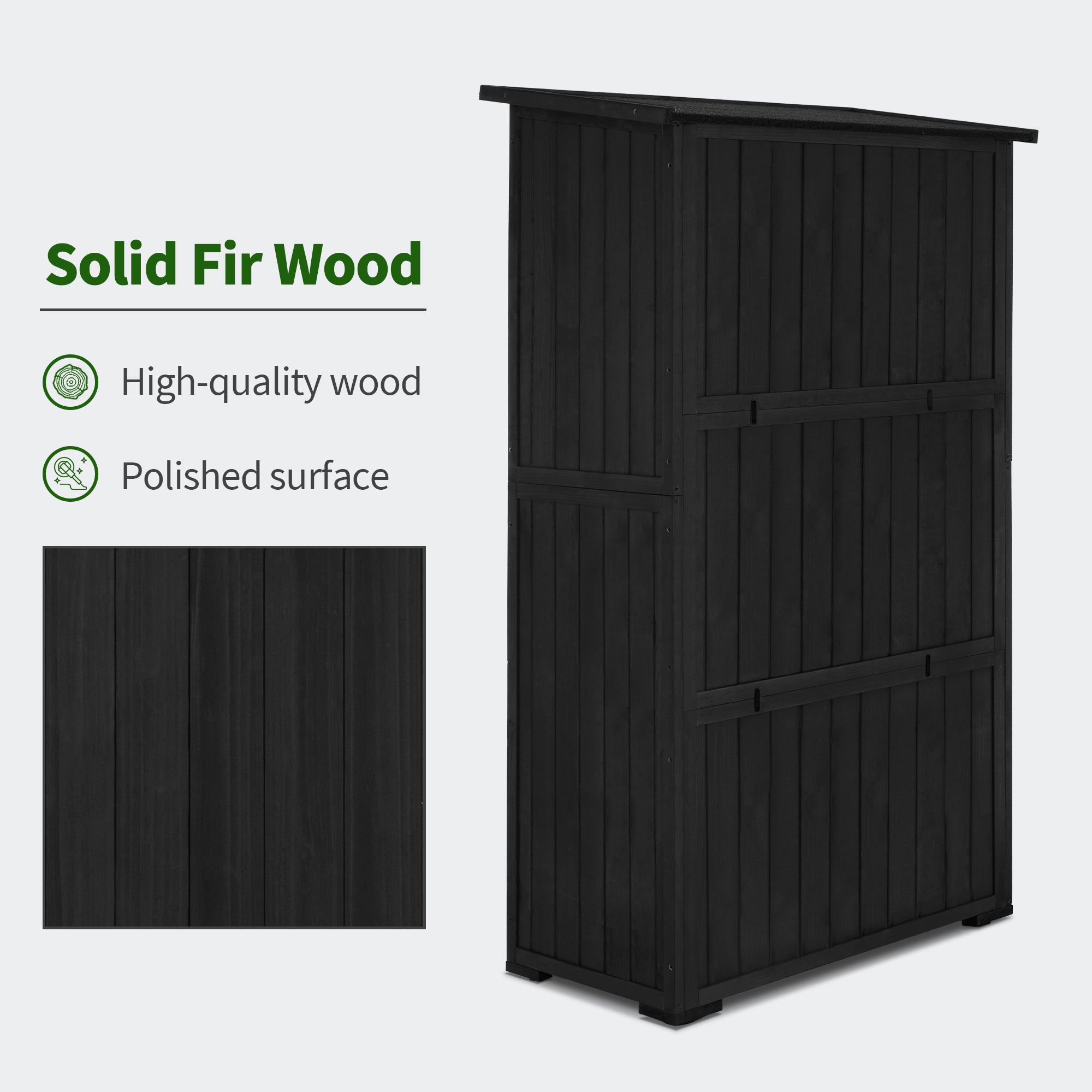 Mcombo Outdoor Wooden Storage Cabinet, Garden Tool Shed with Latch, Outside Tools Wood Cabinet with Double Doors for Patio 0709 & 0808 & 1900