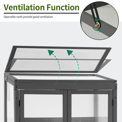 MCombo Greenhouse Wooden Cold Frame Greenhouse, Garden Portable Mini Greenhouse Cabinet, Raised Flower Planter Shelf Protection for Outdoor Indoor Use, 0760