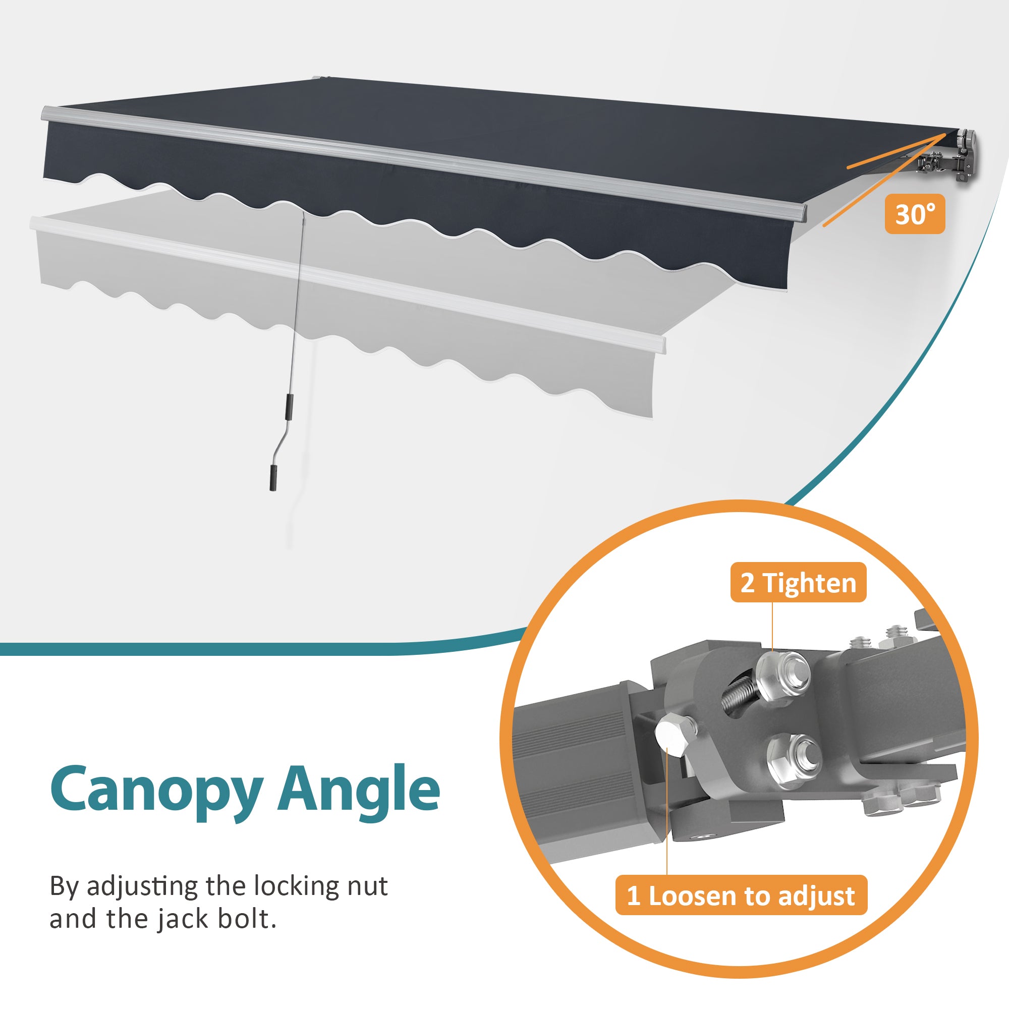 MCombo Patio Awning 10x8 Feet Sunshade Canopy for Motorized Retractable Awnings, 4693