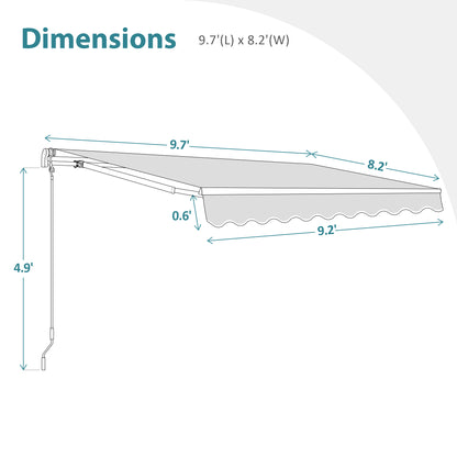 MCombo Patio Awning 10x8 Feet Sunshade Canopy for Motorized Retractable Awnings, 4693