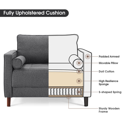 Mcombo Mid-Century Oversized Accent Chair and A Half, Linen Lounge Sofa Couch with Pillows, Large Club Armchair for Living Room Bedroom LW852