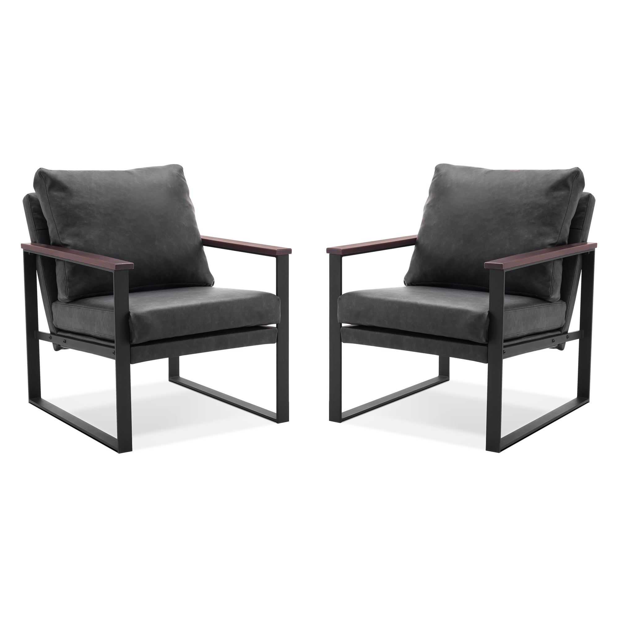 MCombo Modern Accent Chairs, Armchair with Upholstered Cushion, Faux Leather Lounge Chairs for Living Room Bedroom HQ304