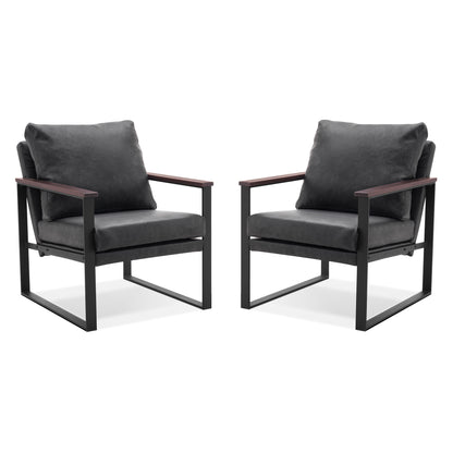 MCombo Modern Accent Chairs, Armchair with Upholstered Cushion, Faux Leather Lounge Chairs for Living Room Bedroom HQ304