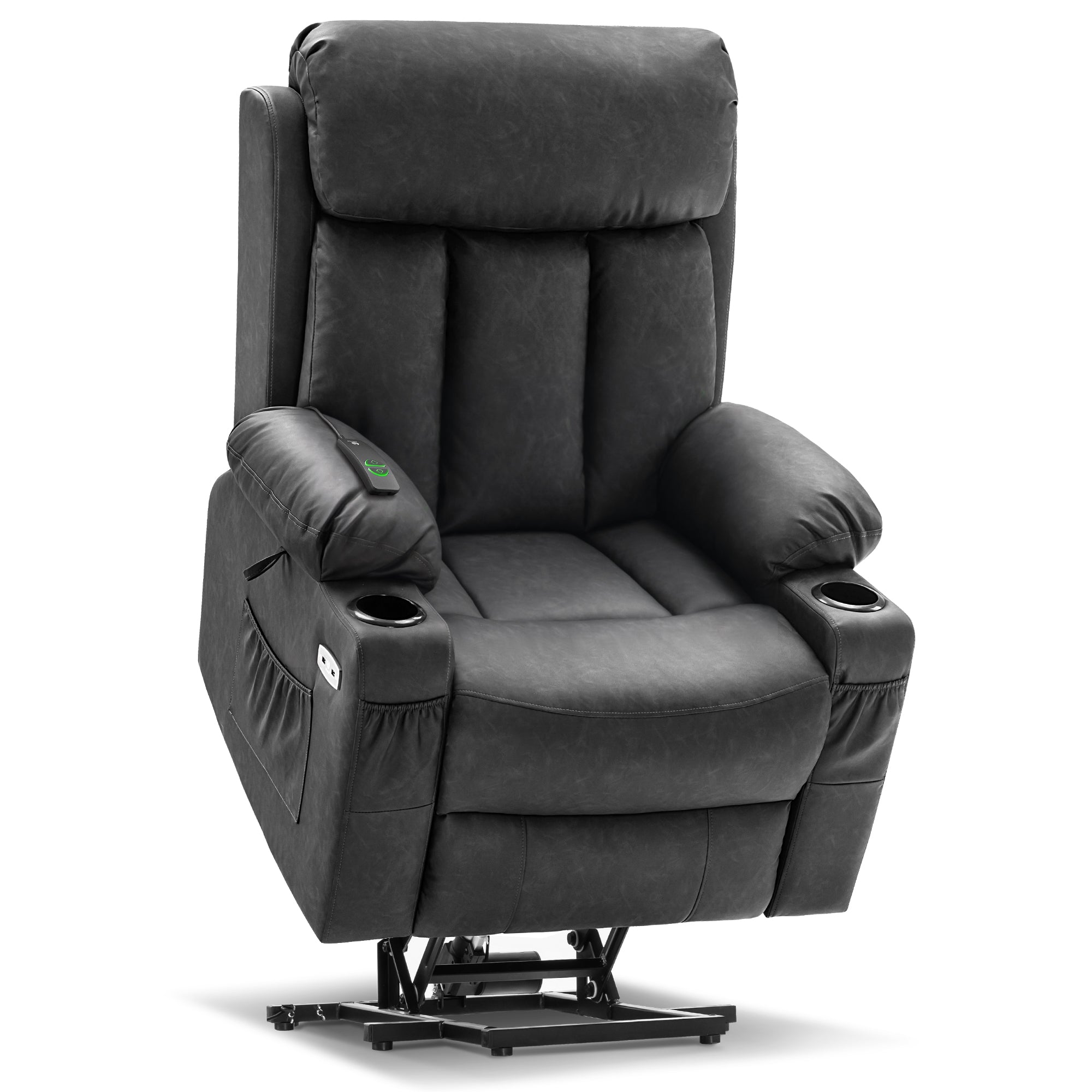 MCombo Large Electric Power Lift Recliner Chair with Extended Footrest for Big and Tall Elderly People, Hand Remote Control, Lumbar Pillow, USB Ports, 7426