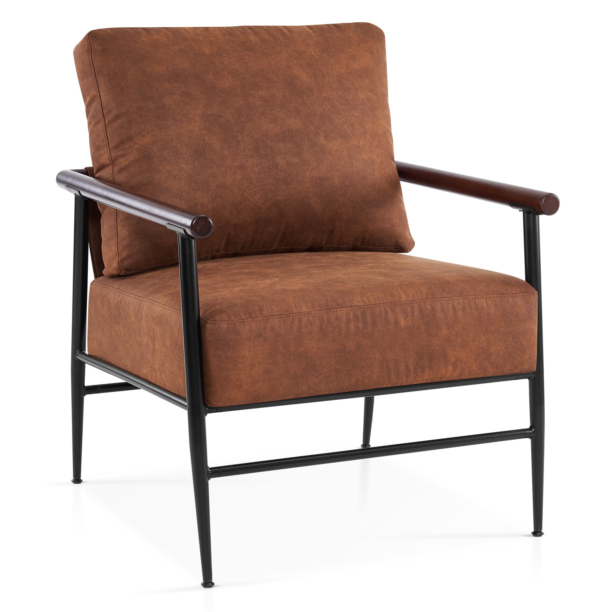 MCombo Modern Accent Chairs, Armchair with Upholstered Cushion, Leathaire Fabric Lounge Chairs for Living Room 4748