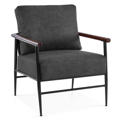 MCombo Modern Accent Chairs, Armchair with Upholstered Cushion, Leathaire Fabric Lounge Chairs for Living Room 4748