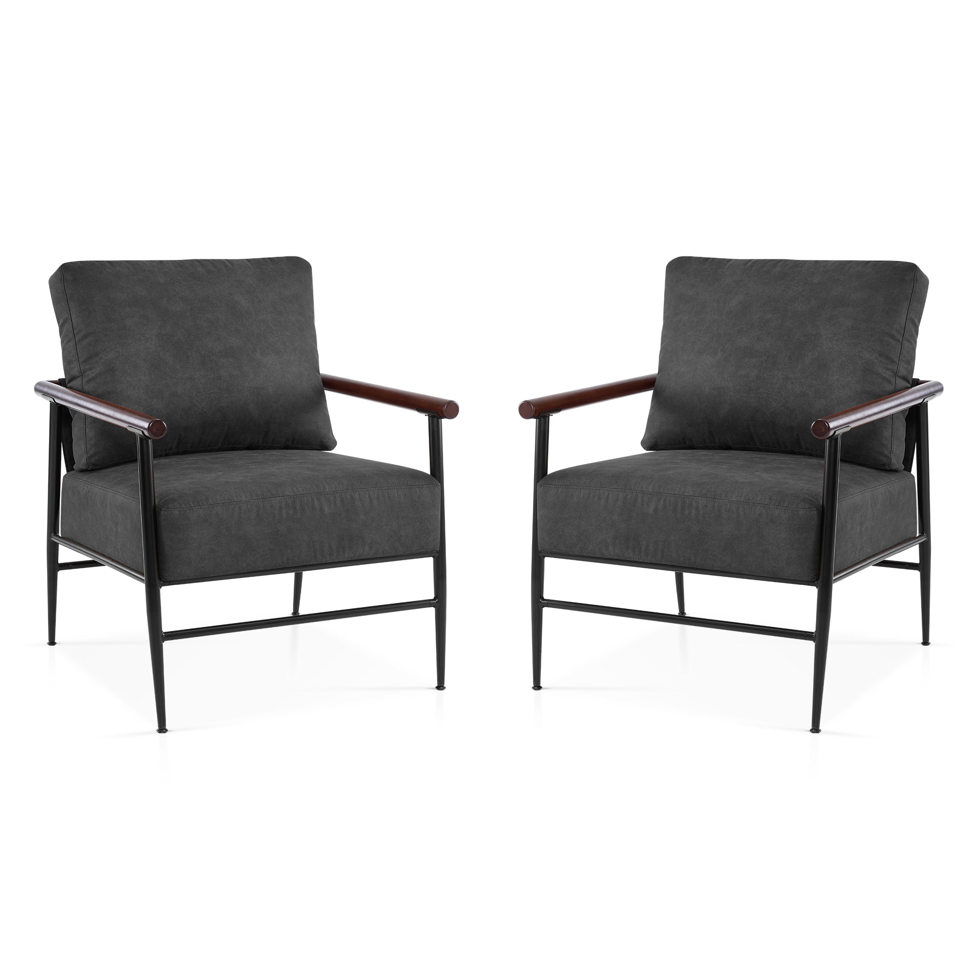 MCombo Modern Accent Chairs, Armchair with Upholstered Cushion, Leathaire Fabric Lounge Chairs for Living Room 4748