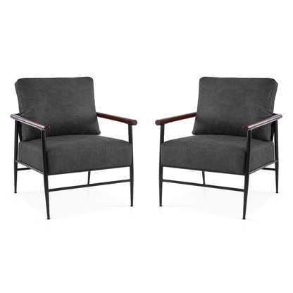 MCombo Modern Accent Chairs, Armchair with Upholstered Cushion, Leathaire Fabric Lounge Chairs for Living Room 4748