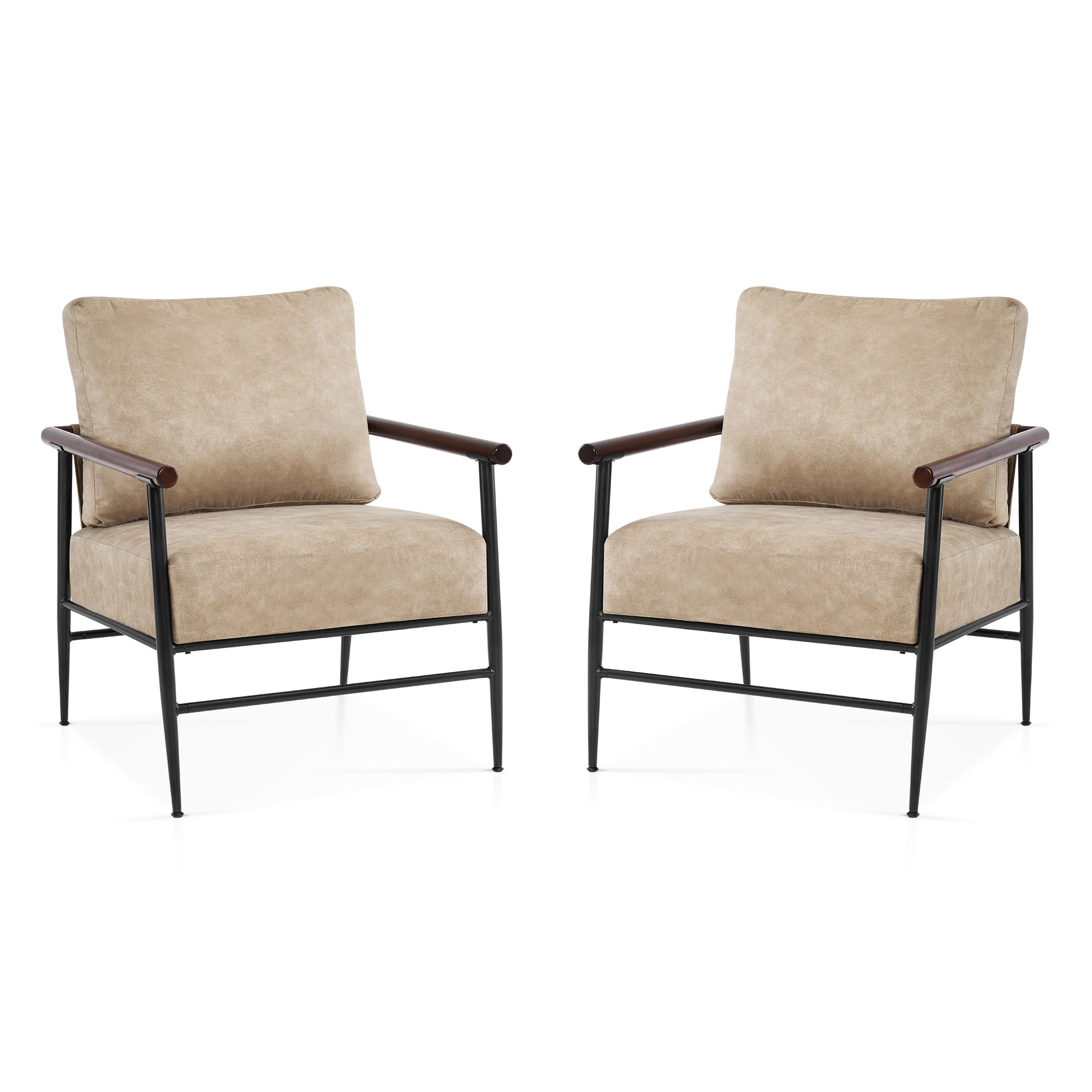 MCombo Modern Accent Chairs, Armchair with Upholstered Cushion, Leathaire Fabric Lounge Chairs for Living Room 4748