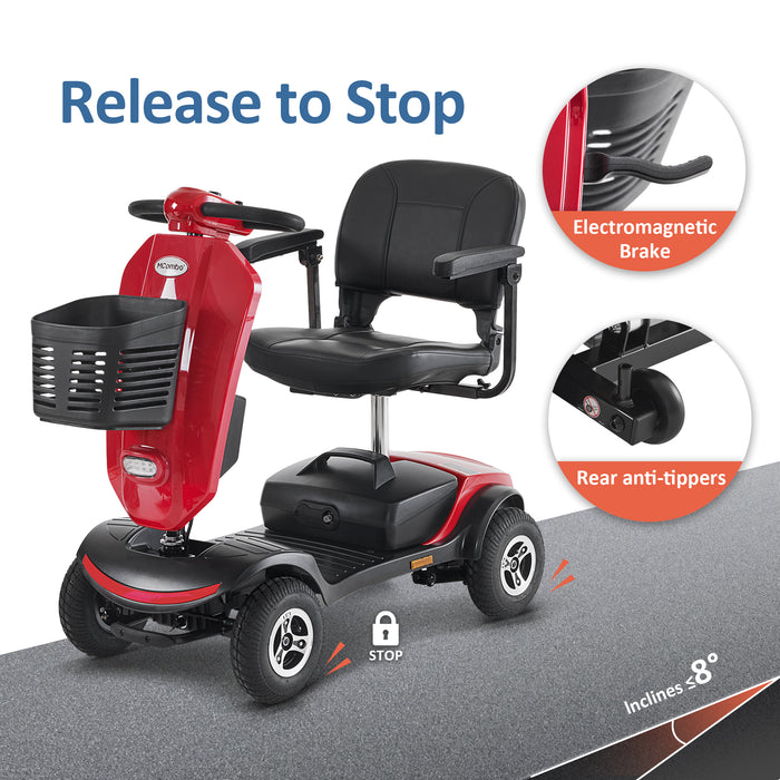 MCombo Power Mobility Scooter for Adults, 4 Wheel Mobility Scooter with Rotating Swivel Seat,15 Miles, 4.97MPH, Headlight, Basket and Charger Included, MS315 (Red/Siver)