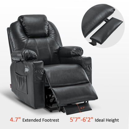 MCombo Power Lift Recliner Chair with Massage and Heat for Elderly, 3 Positions, 2 Side Pockets and Cup Holders, USB Ports, Faux Leather 7040 Series