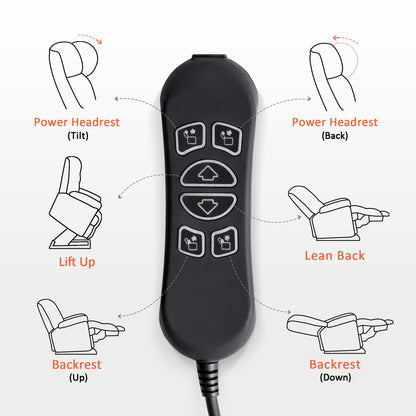 Power Lift Recliner Chair for Elderly, Dual Motor, Massage and Heat, Fabric 7634|7631|R7635