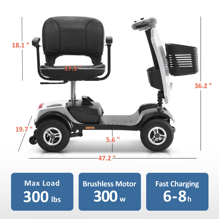 MCombo Power Mobility Scooter for Adults, 4 Wheel Mobility Scooter with Rotating Swivel Seat,15 Miles, 4.97MPH, Headlight, Basket and Charger Included, MS315 (Red/Siver)