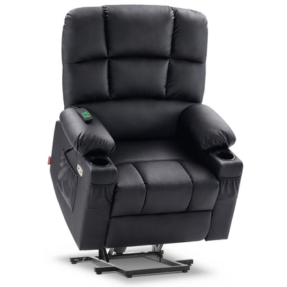 MCombo Dual Motor Large Power Lift Recliner Chair with Massage and Heat for Elderly Big and Tall People, Infinite Position, Extended Footrest, Faux Leather 7680 Series