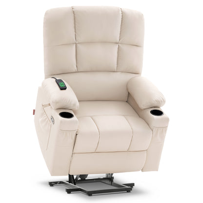 MCombo Dual Motor Large Power Lift Recliner Chair with Massage and Heat for Elderly Big and Tall People, Infinite Position, Extended Footrest, Faux Leather 7680 Series