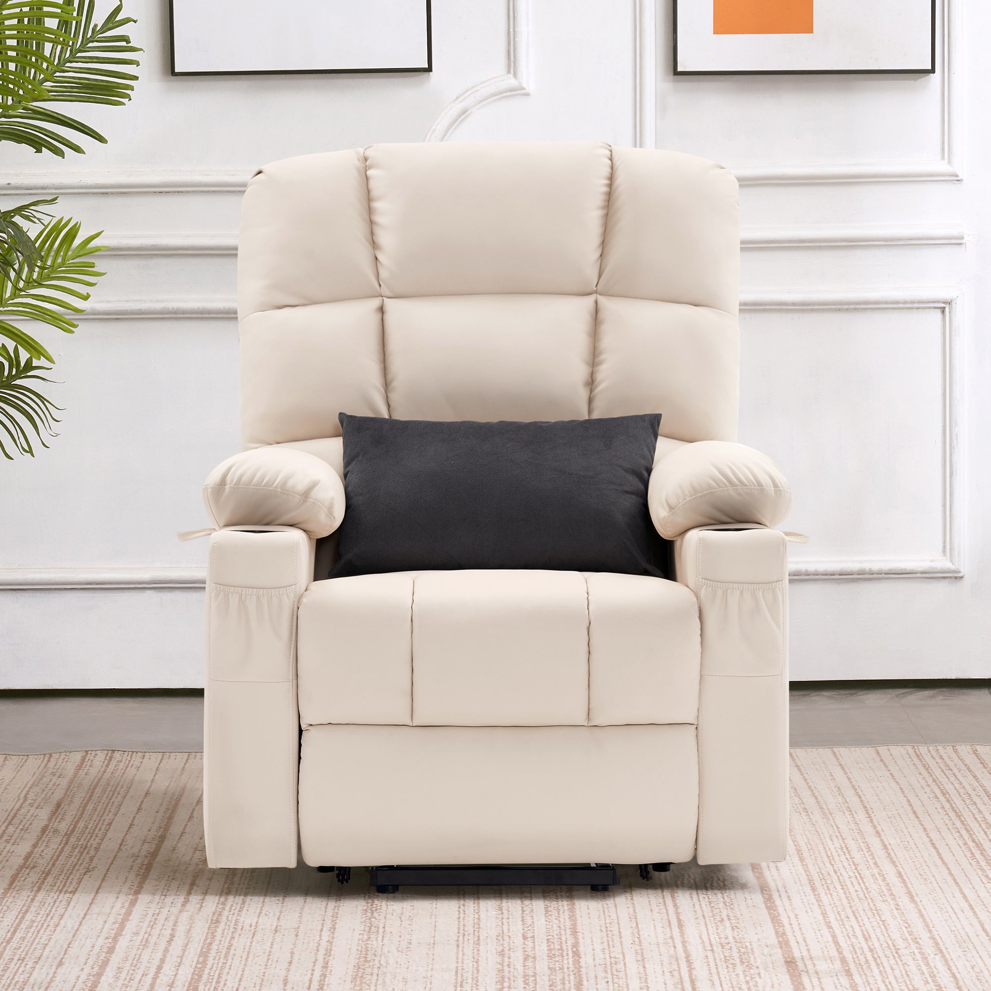 MCombo Dual Motor Large Power Lift Recliner Chair with Massage and Heat for Elderly Big and Tall People, Infinite Position, Extended Footrest, Faux Leather 7680 Series