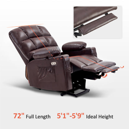 MCombo Dual Motor Large Power Lift Recliner Chair with Massage and Heat for Elderly Big and Tall People, Infinite Position, Extended Footrest, Faux Leather 7680 Series