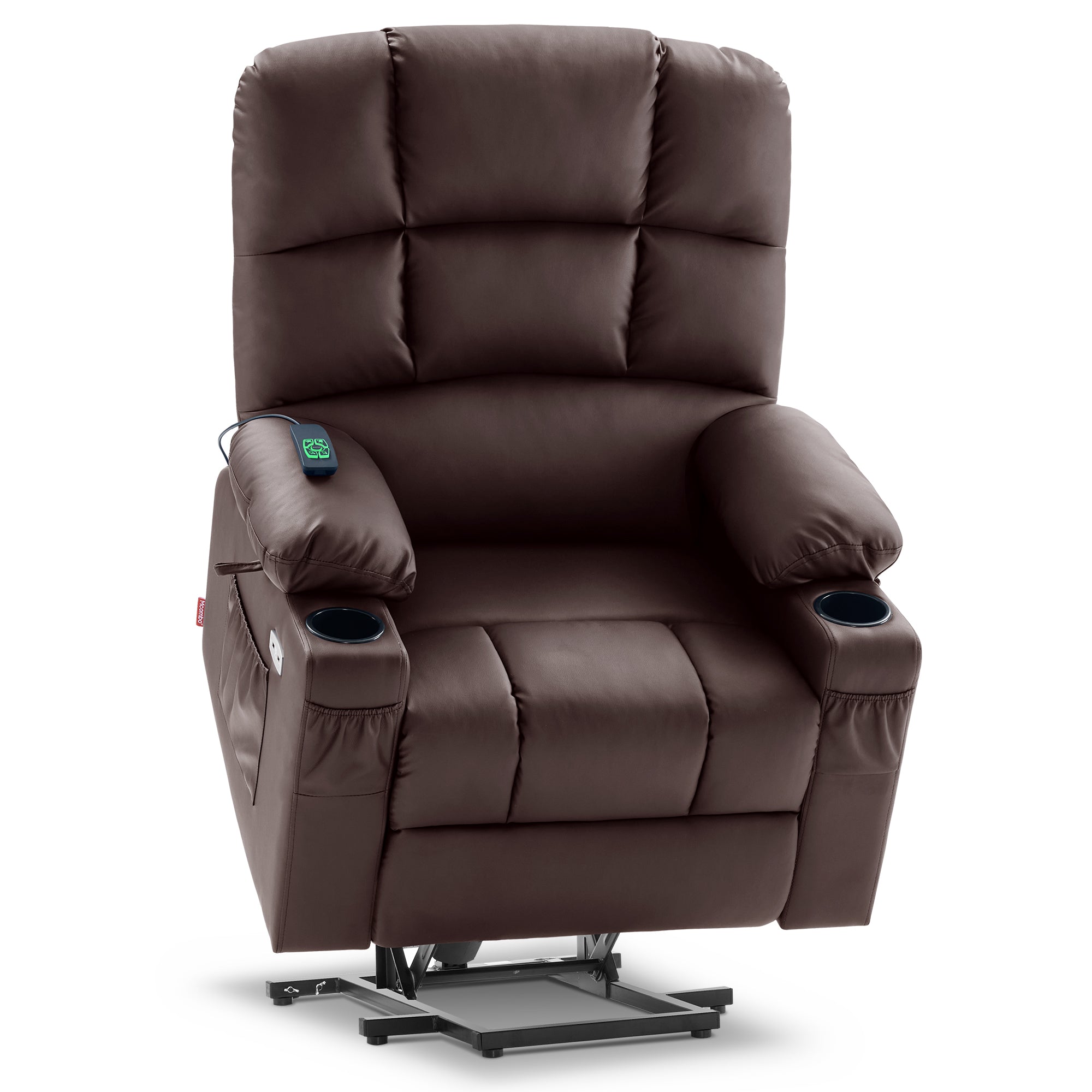 MCombo Dual Motor Large Power Lift Recliner Chair with Massage and Heat for Elderly Big and Tall People, Infinite Position, Extended Footrest, Faux Leather 7680 Series