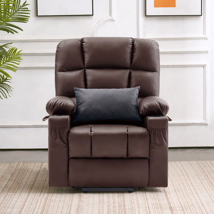 MCombo Dual Motor Large Power Lift Recliner Chair with Massage and Heat for Elderly Big and Tall People, Infinite Position, Extended Footrest, Faux Leather 7680 Series