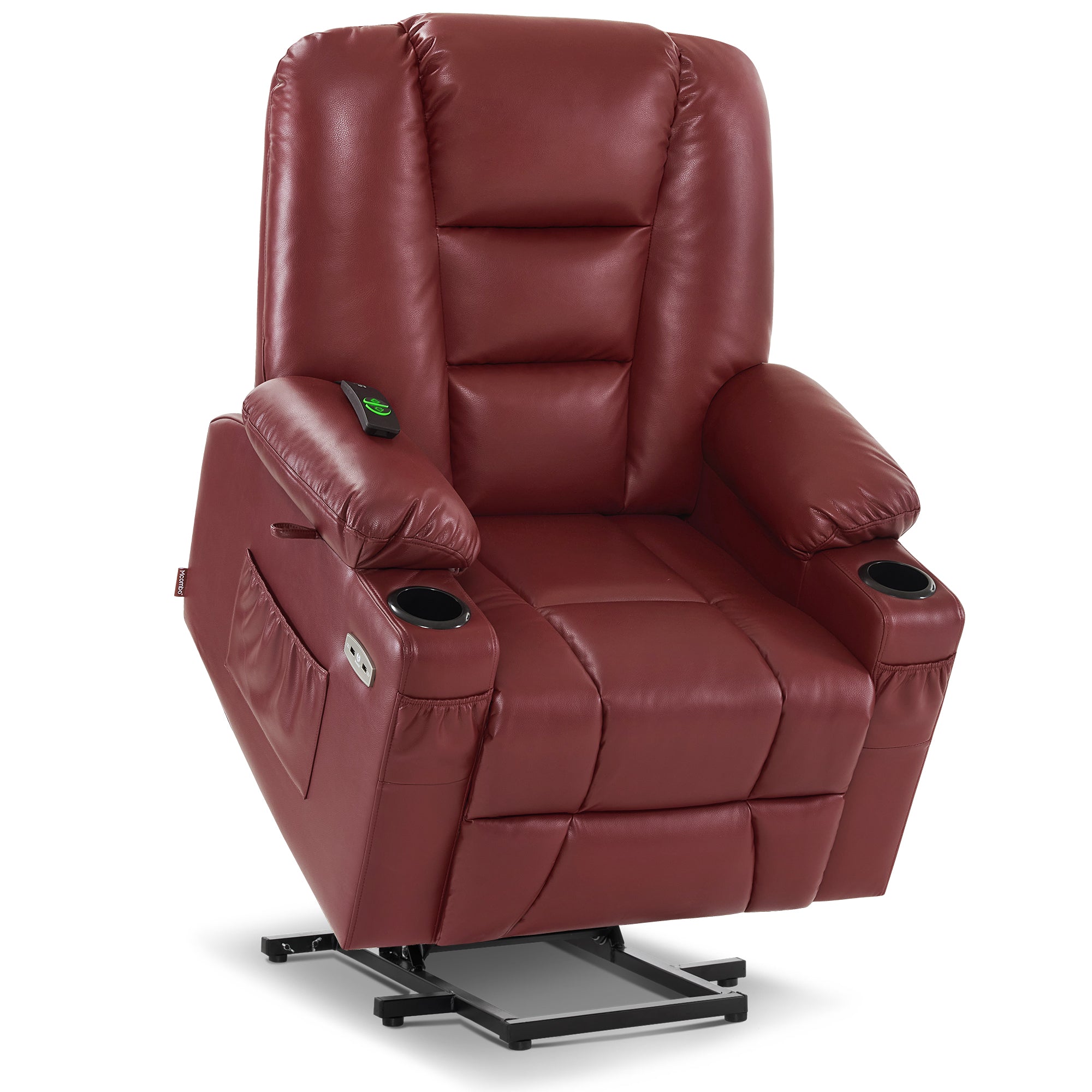 MCombo Power Lift Recliner Chair with Massage and Heat for Elderly, Extended Footrest, 3 Positions, Cup Holders, USB Ports, Faux Leather 7519 Series