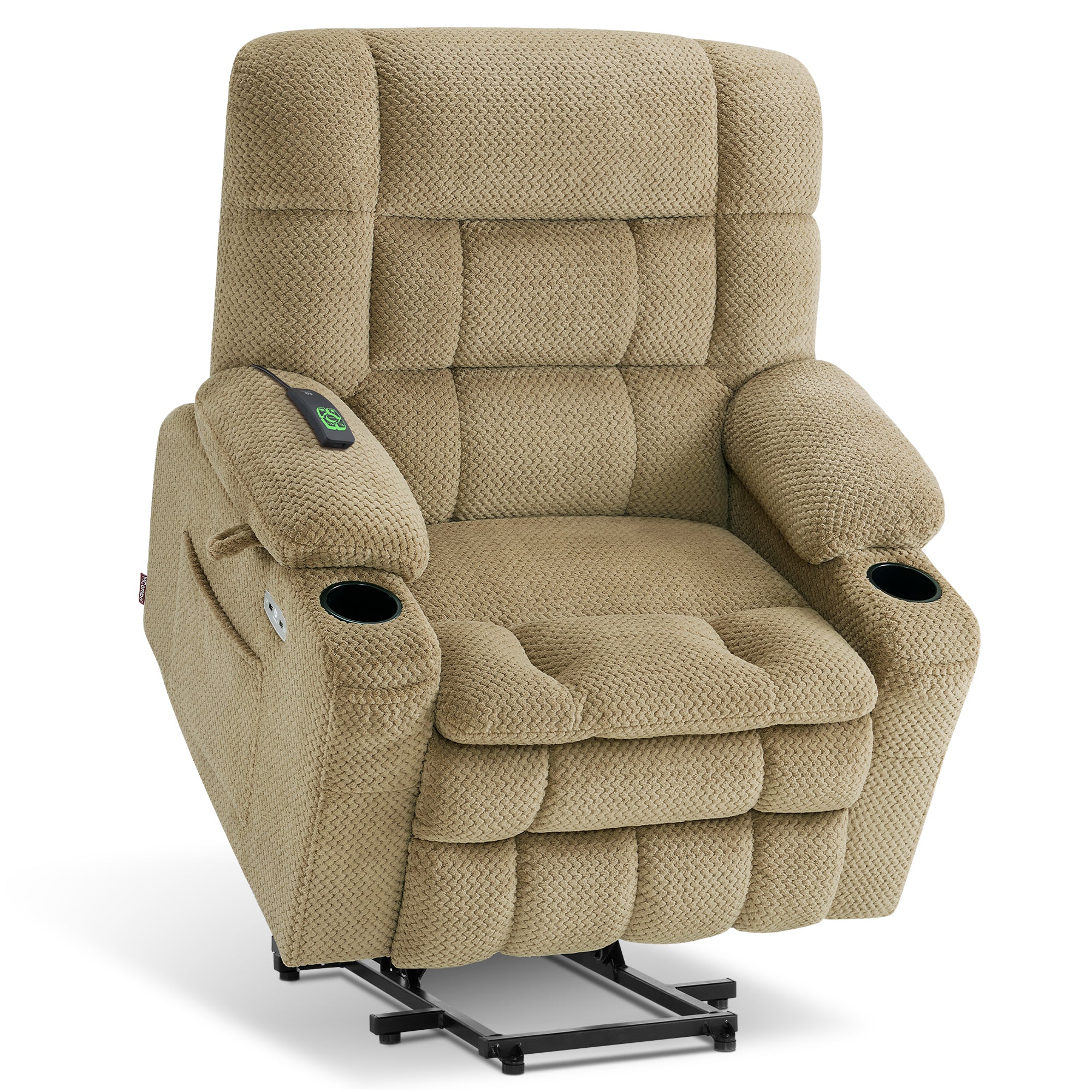 MCombo Dual Motor Power Lift Recliner Chair with Massage and Heat for Elderly People, Infinite Position, USB Ports, Cup Holders, Extended Footrest, Fabric, 7890 Series