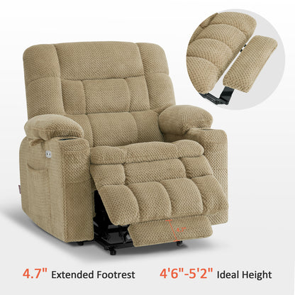 MCombo Dual Motor Power Lift Recliner Chair with Massage and Heat for Elderly People, Infinite Position, USB Ports, Cup Holders, Extended Footrest, Fabric, 7890 Series